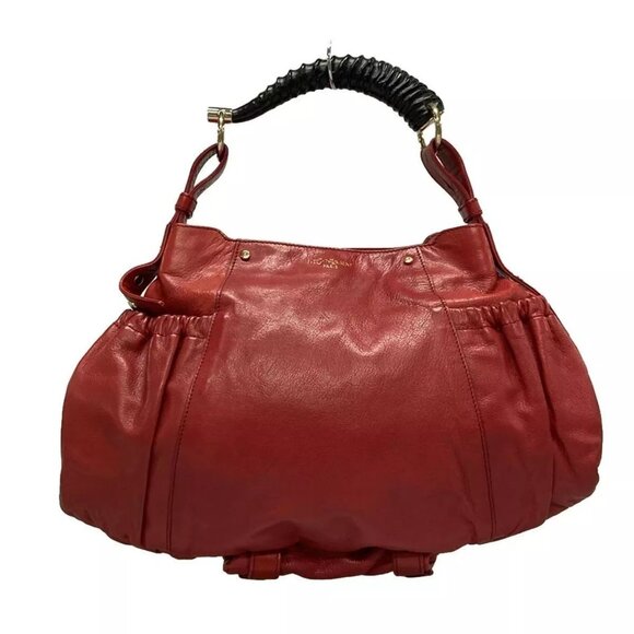 Auth YvesSaintLaurent rivegauche (YSL) Mombasa 130157 Red Leather Handbag - Picture 2 of 16